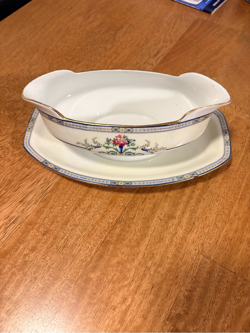 Elegant White Floral Porcelain Gravy Boat with Saucer